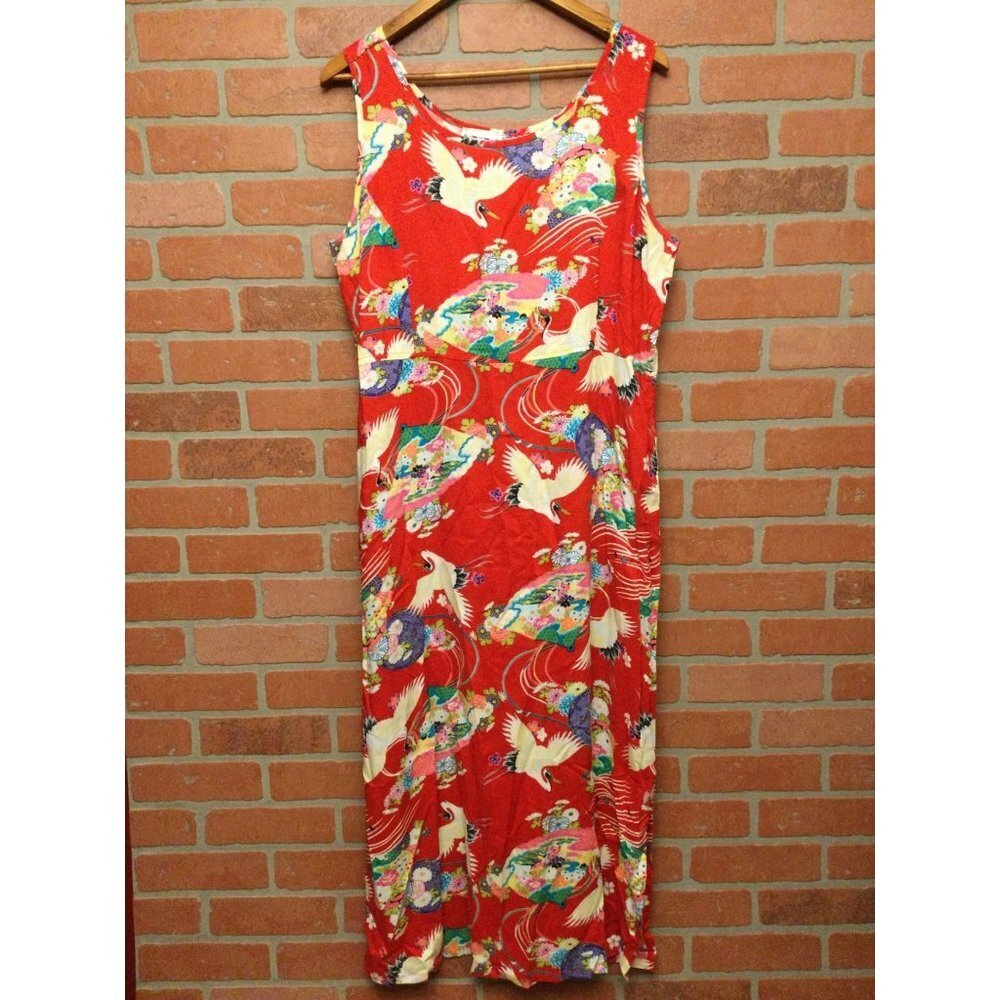 Vintage Dressing Clio Sleeveless Maxi Dress Women's Multicolor Size L Birds